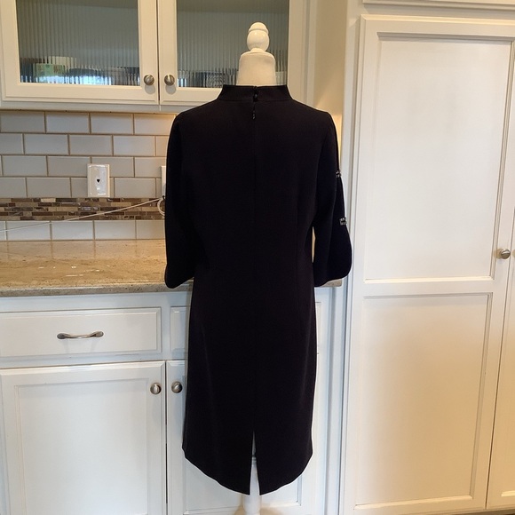 Teri John Navy Sheath Dress with Rhinestone Detail Size 14 - Picture 3 of 11